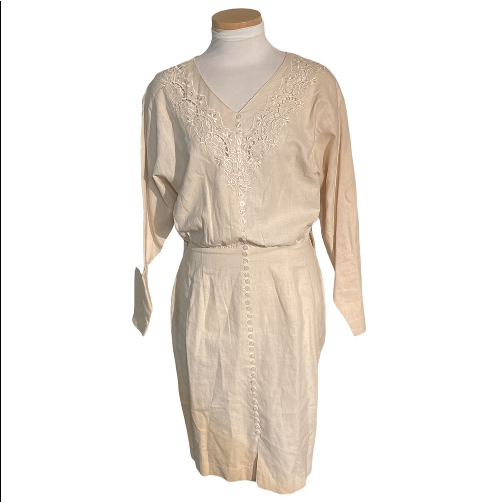 Vintage Together Spiegel Deadstock Linen Button Down Long Sleeve Dress Size 6